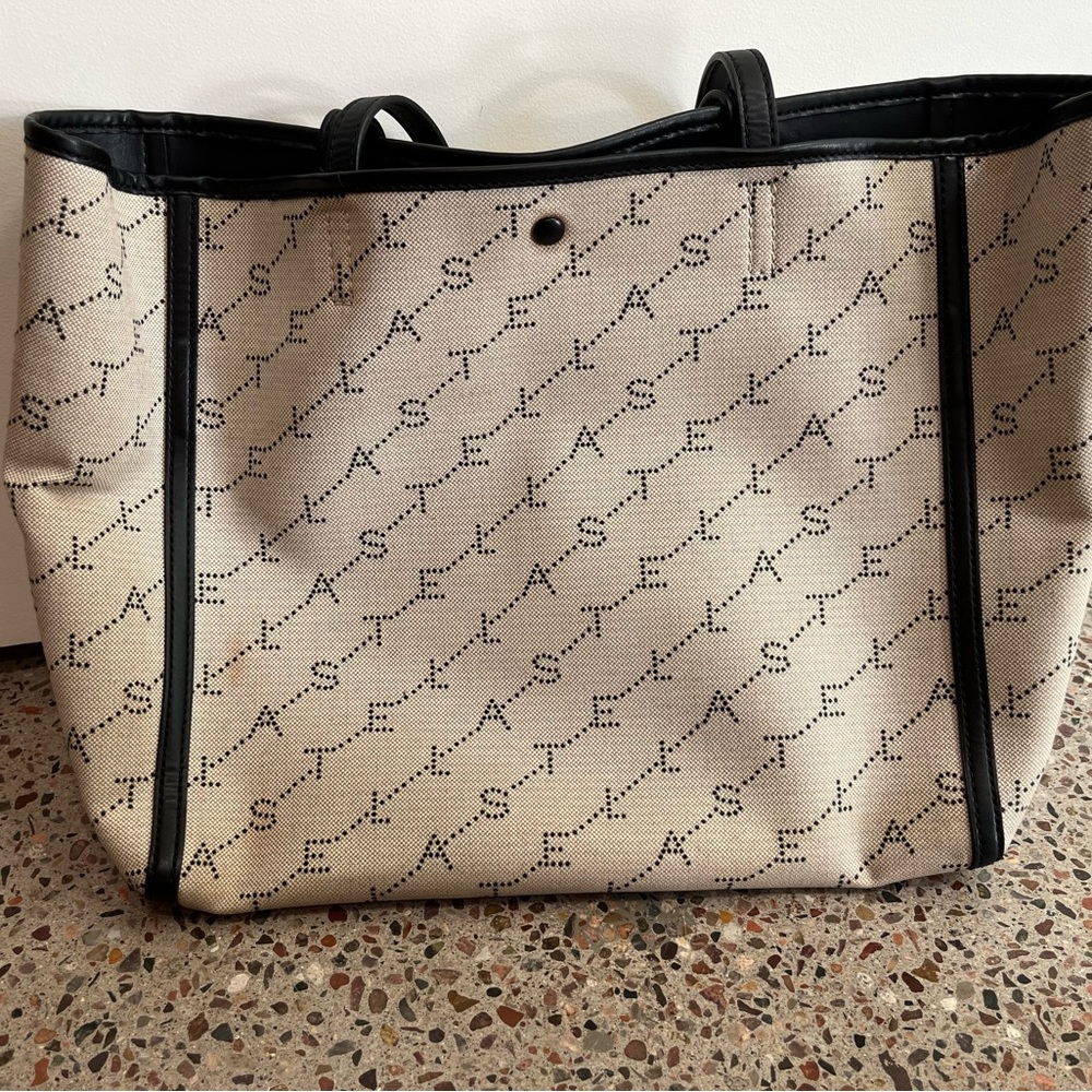 Stella McCartney beige and black monogram eco tote